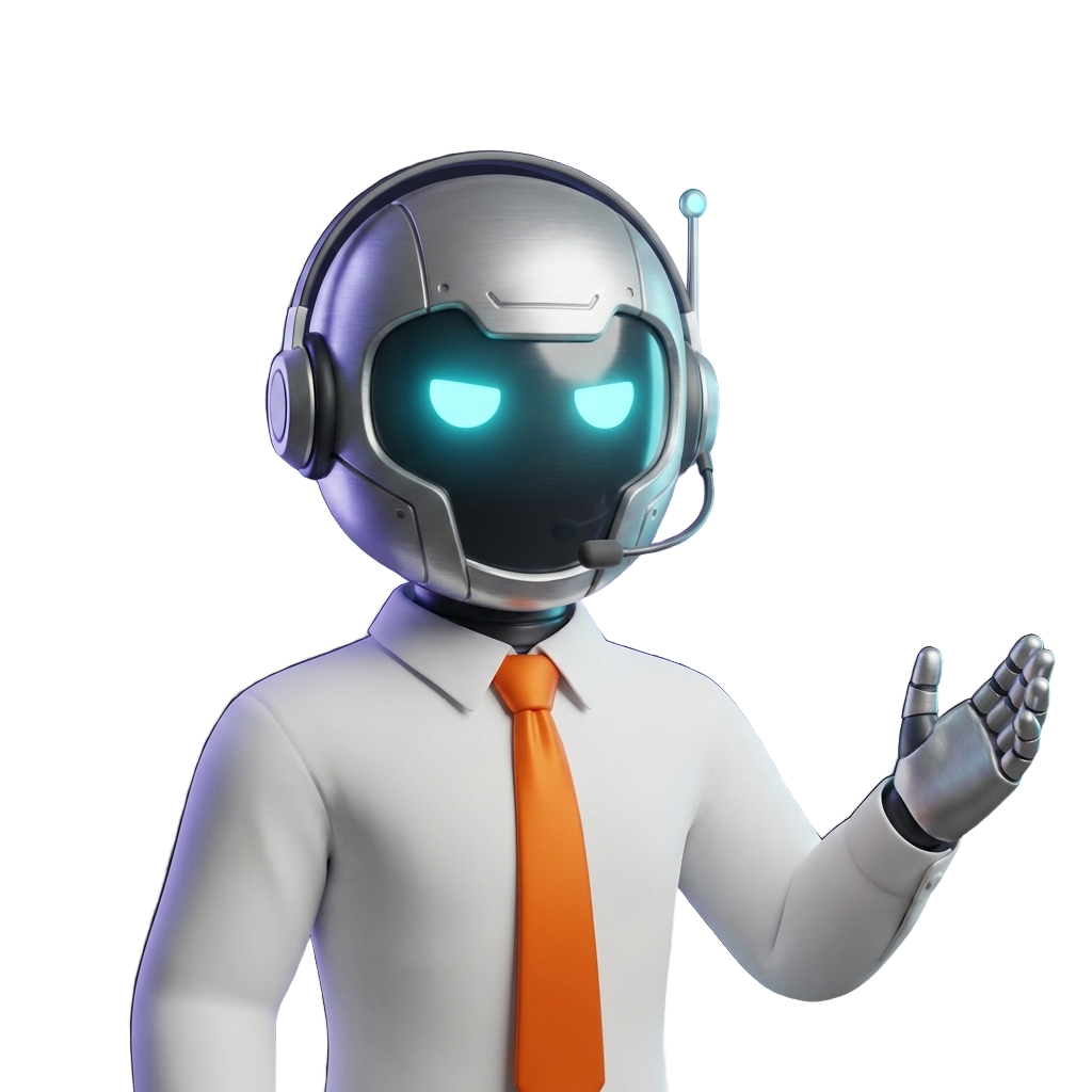 Ozzie, the AI sales assistant robot wearing a headset